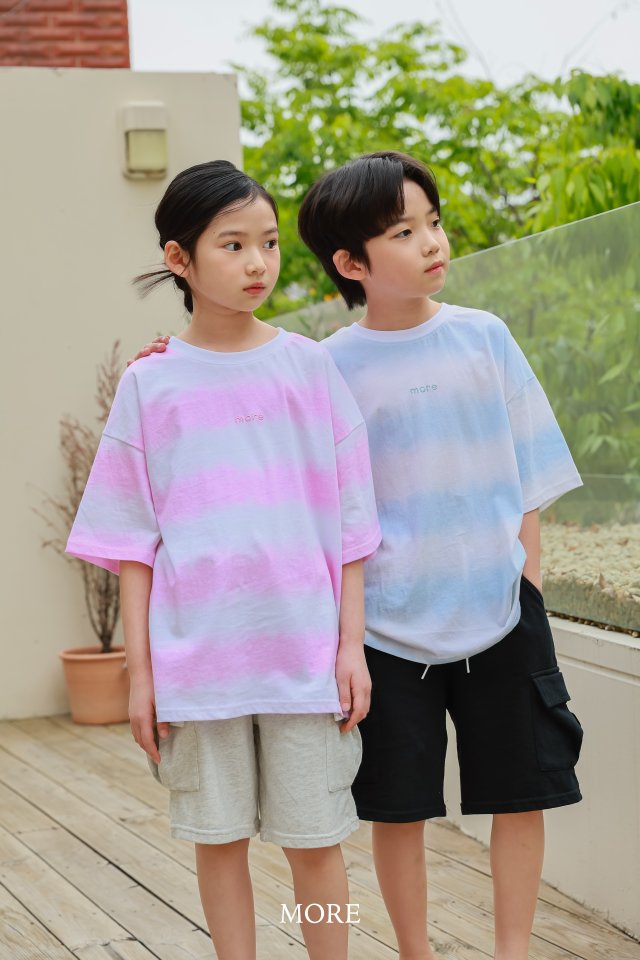 More - Korean Children Fashion - #toddlerclothing - Gradient Stripe Short Sleeve Tee - 7