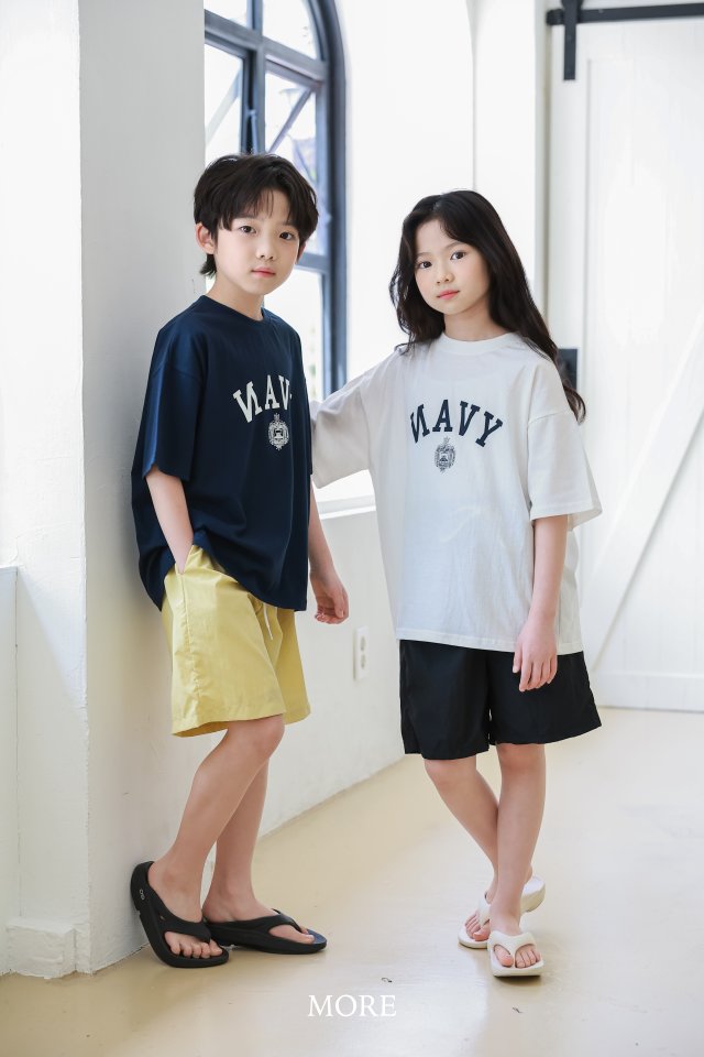 More - Korean Children Fashion - #toddlerclothing - NAVY Short Sleeve Tee - 5