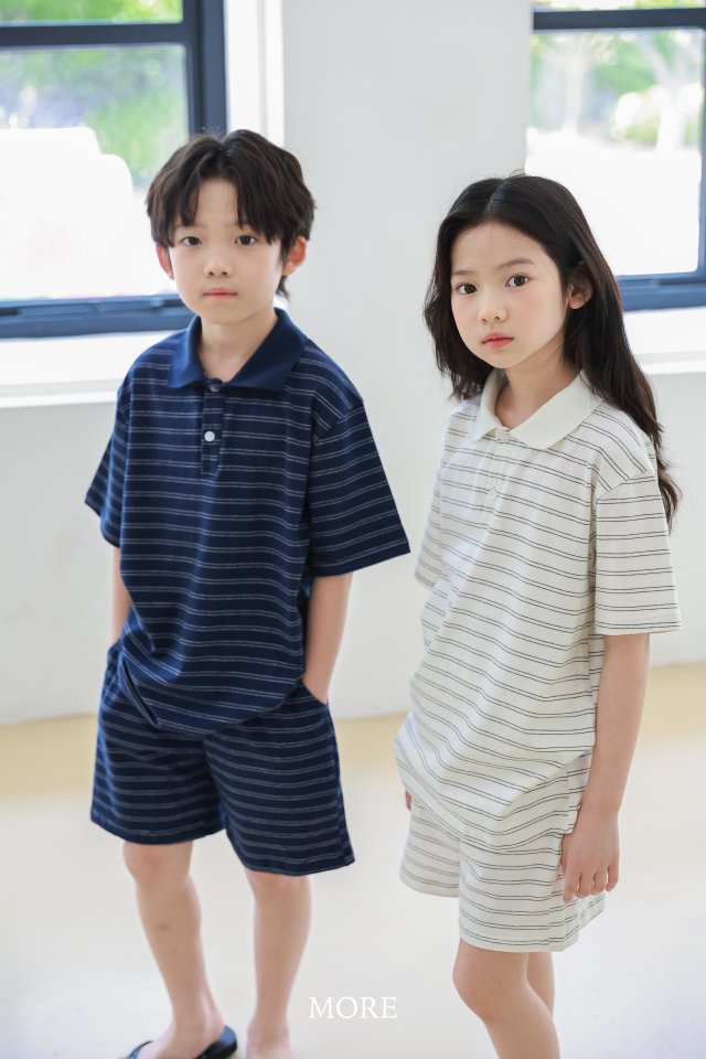 More - Korean Children Fashion - #todddlerfashion - Stripe Matching Set - 4