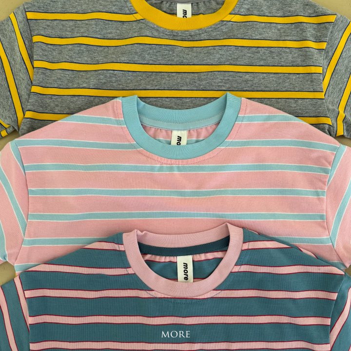 More - Korean Children Fashion - #toddlerclothing - Combi Stripe Short Sleeve Tee - 12