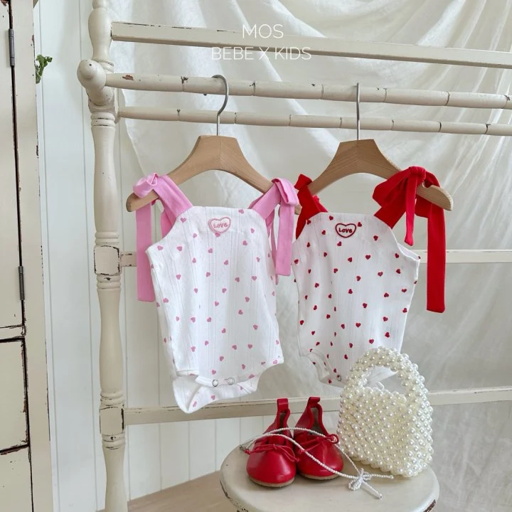 Mos Bebe - Korean Baby Fashion - #babyootd - Heart Ribbon Suit