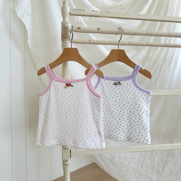 Mos Bebe - Korean Baby Fashion - #babyootd - Pansy Strap Sleeveless - 6