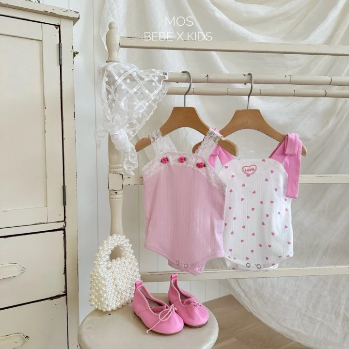 Mos Bebe - Korean Baby Fashion - #babyoutfit - Heart Ribbon Suit - 2