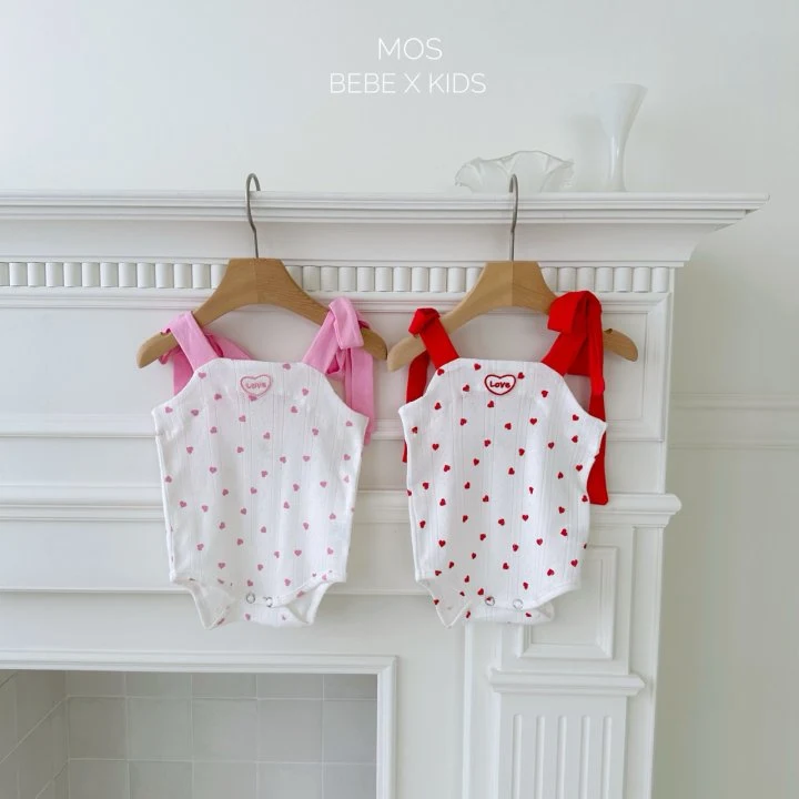 Mos Bebe - Korean Baby Fashion - #babyoutfit - Heart Ribbon Suit - 3