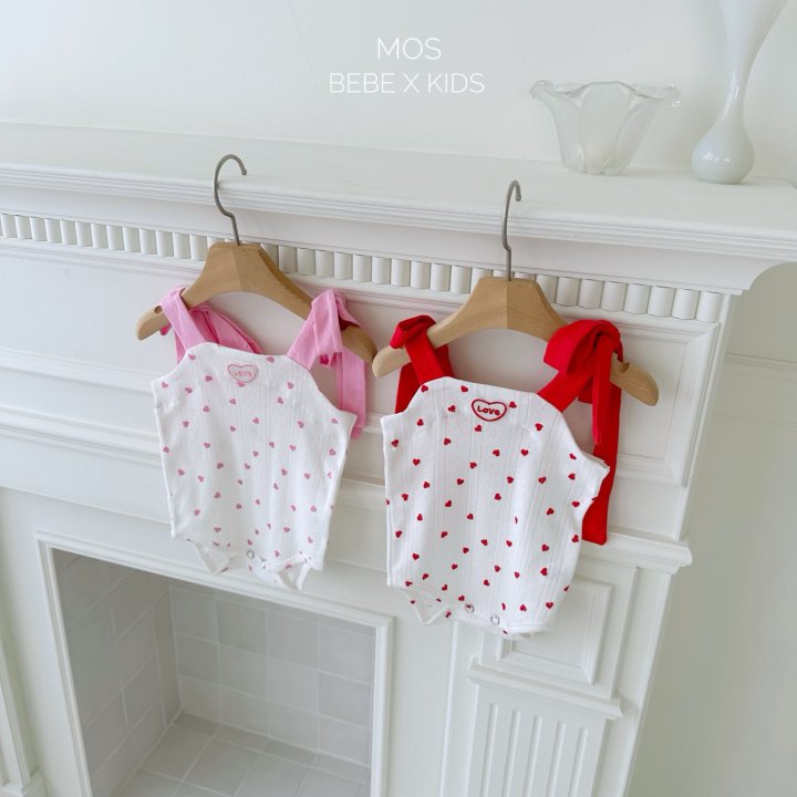 Mos Bebe - Korean Baby Fashion - #babyoutfit - Heart Ribbon Suit - 4