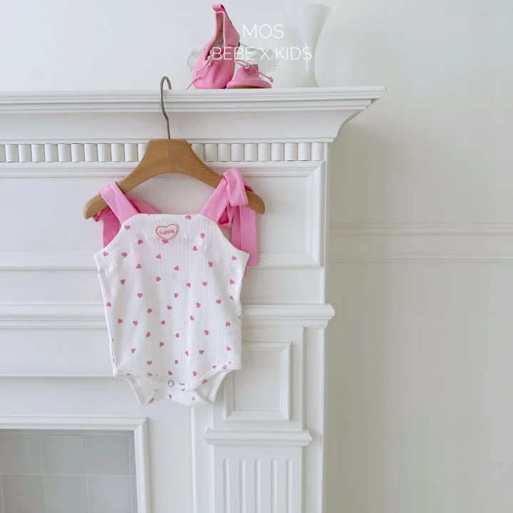 Mos Bebe - Korean Baby Fashion - #onlinebabyshop - Heart Ribbon Suit - 6