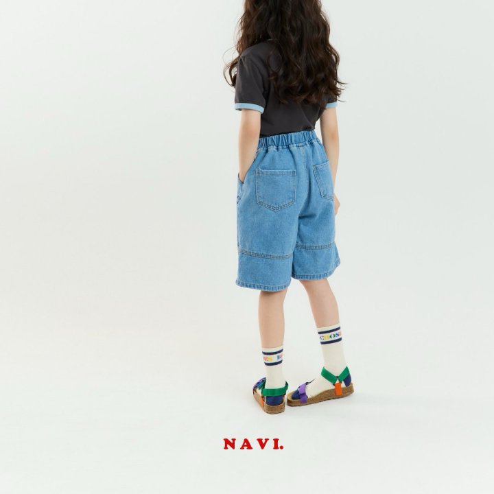 Navi - Korean Children Fashion - #todddlerfashion - Circle Denim Pants - 12