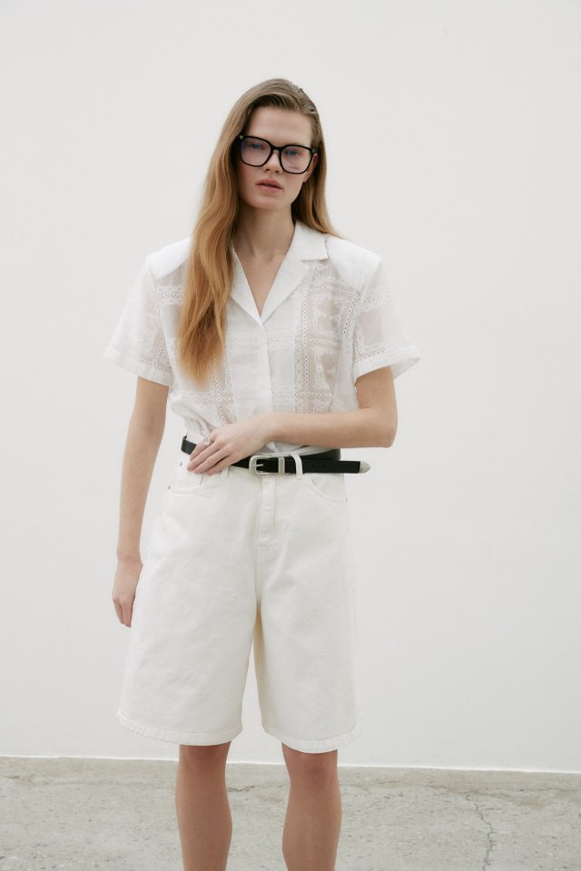 Neroli36 - Korean Women Fashion - #momslook - Square Embroidered Shirt - 8