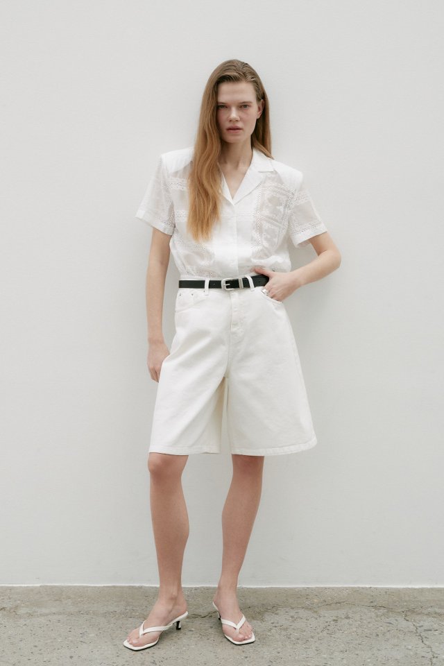 Neroli36 - Korean Women Fashion - #womensfashion - Square Embroidered Shirt - 7