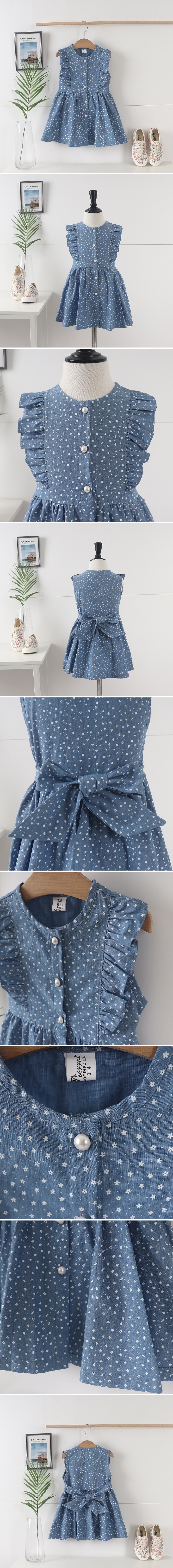 New Pierrot - Korean Children Fashion - #kidzfashiontrend - Denim Sleeveless One-piece