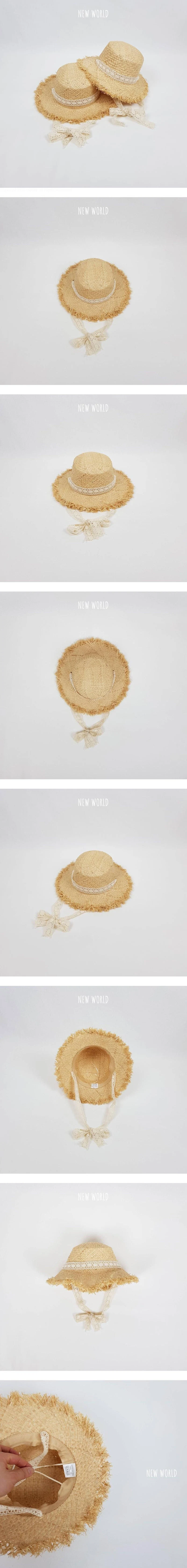 New World - Korean Children Fashion - #magicofchildhood - Lace Angled Raffia Hat