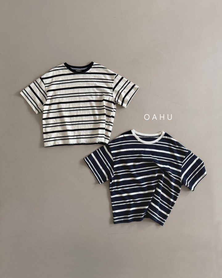 O'Ahu - Korean Children Fashion - #todddlerfashion - Raw Slub Stripe Tee