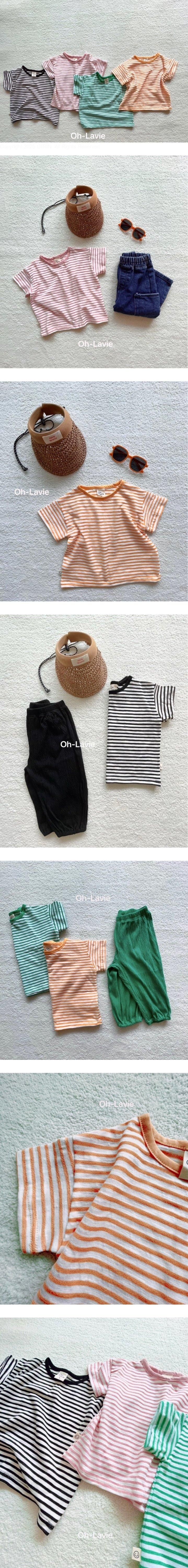 Oh lavie - Korean Children Fashion - #kidsstore - Stripe Short Sleeve Tee