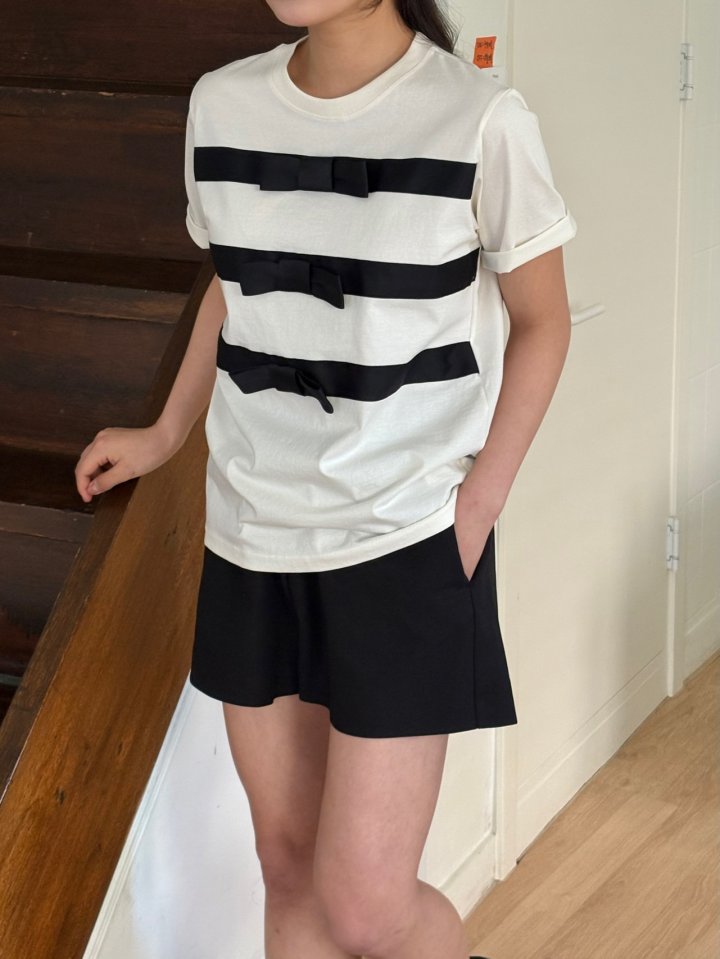 Ohao - Korean Women Fashion - #momslook - Bow Tee - 12
