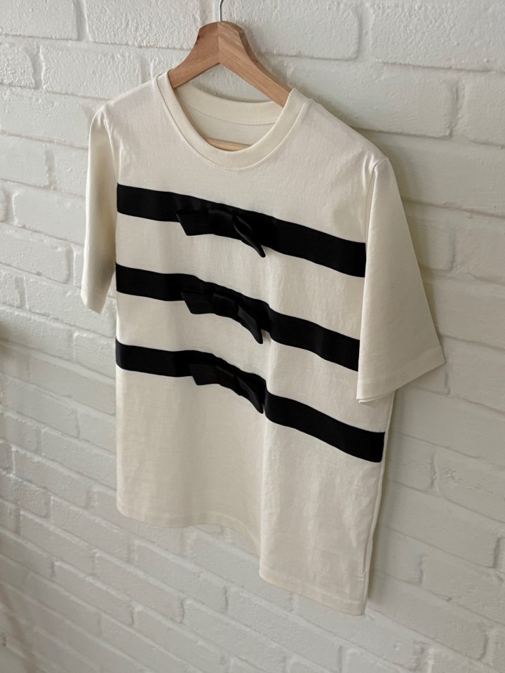 Ohao - Korean Women Fashion - #romanticstyle - Bow Tee - 2