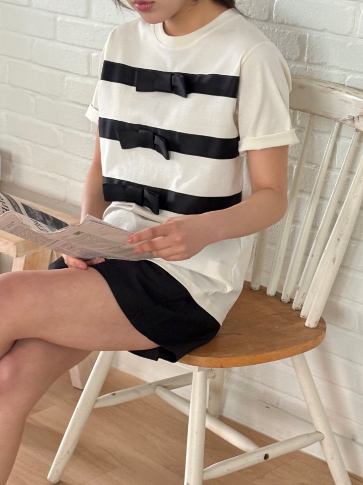 Ohao - Korean Women Fashion - #womensfashion - Bow Tee - 11