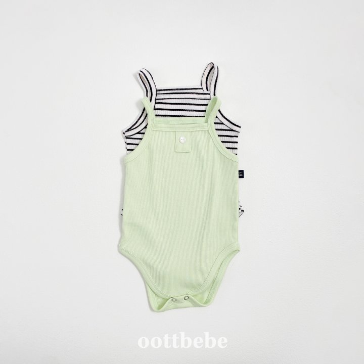 Oott Bebe - Korean Baby Fashion - #babyboutique - Bebe Strap Bodysuit Set - 5