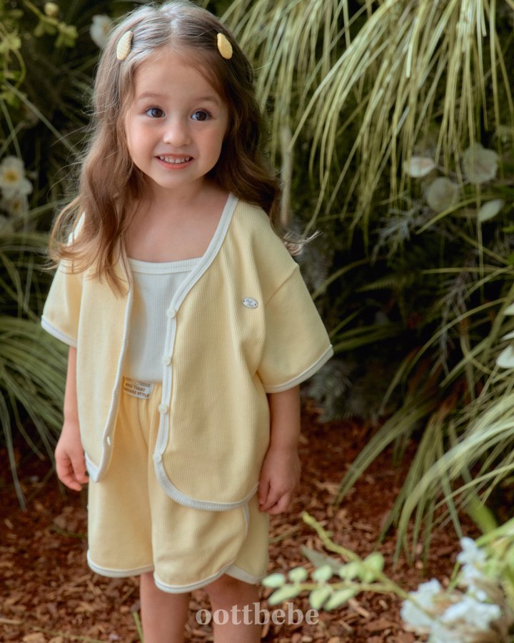 Oott Bebe - Korean Baby Fashion - #babyboutique - Petite Waffle 3-Piece Set (Cardigan + Sleeveless + Pants)
