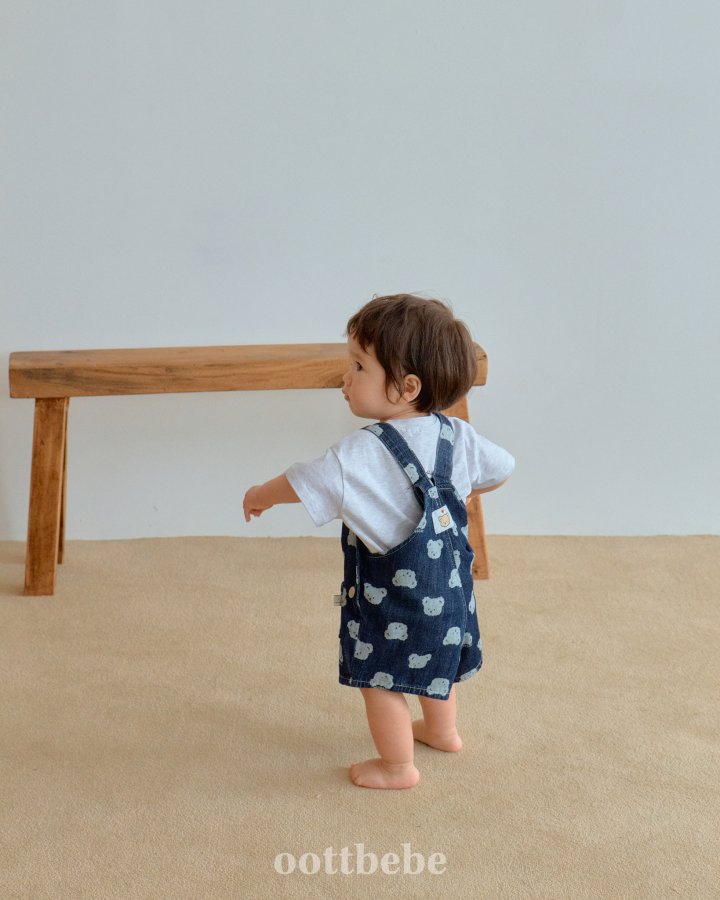 Oott Bebe - Korean Baby Fashion - #babyboutique - Jelly Bear Denim Overalls - 8