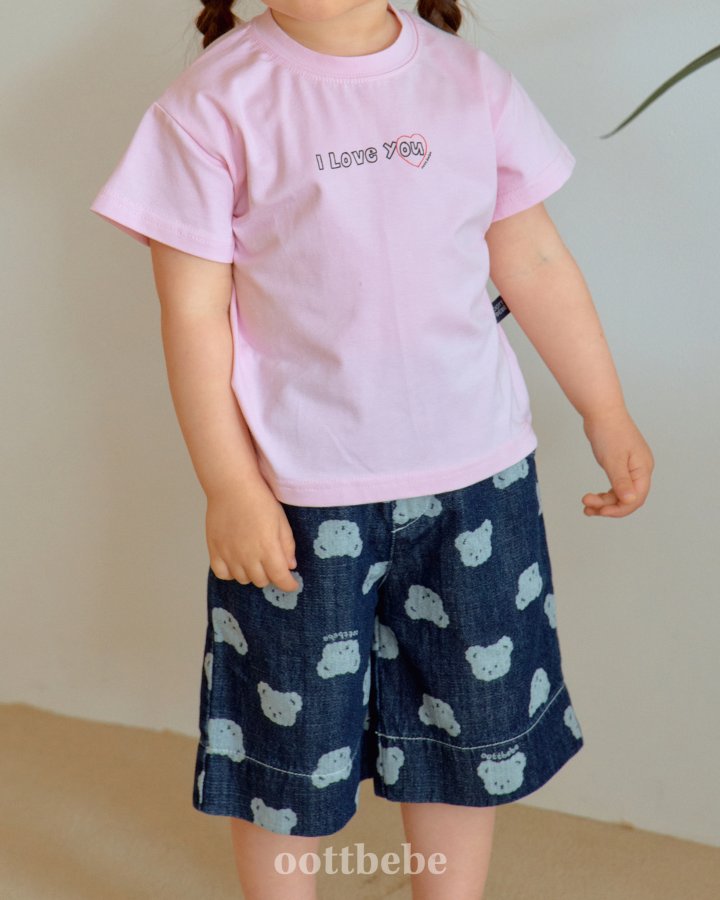 Oott Bebe - Korean Baby Fashion - #babyboutique - Jelly Bear Denim Knee-Length Pants - 6