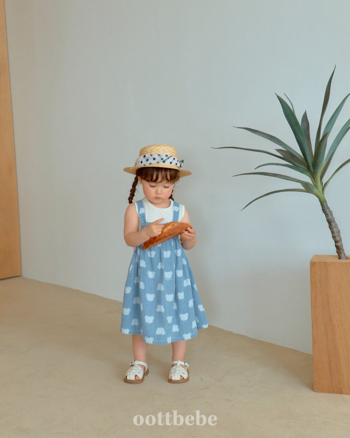 Oott Bebe - Korean Baby Fashion - #babyboutique - Jelly Bear Denim One-piece - 5