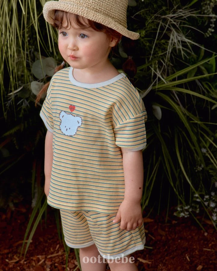 Oott Bebe - Korean Baby Fashion - #babyboutique - Bead Waffle Top Bottom Set - 10