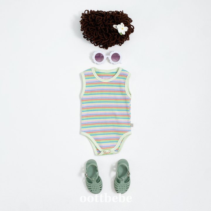 Oott Bebe - Korean Baby Fashion - #babyboutiqueclothing - Summer Rainbow Sleeveless Suit - 5