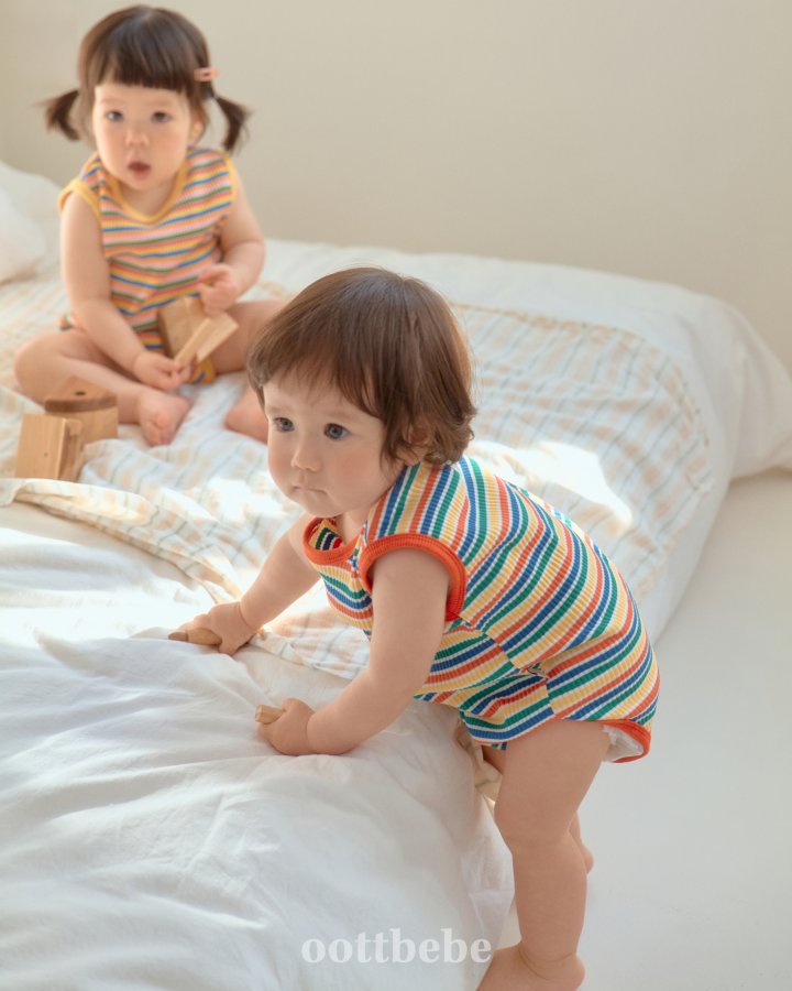 Oott Bebe - Korean Baby Fashion - #babyboutiqueclothing - Summer Rainbow Sleeveless Bodysuit - 7