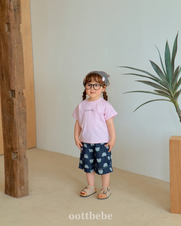 Oott Bebe - Korean Baby Fashion - #babyboutiqueclothing - Jelly Bear Denim Knee-Length Pants - 7