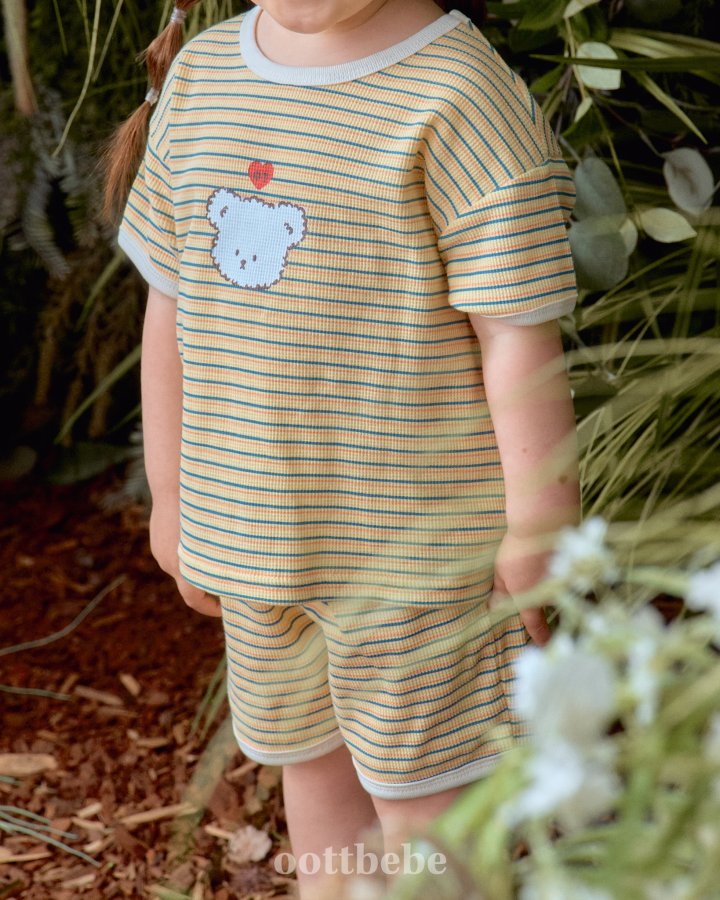 Oott Bebe - Korean Baby Fashion - #babyboutiqueclothing - Bead Waffle Top Bottom Set - 11