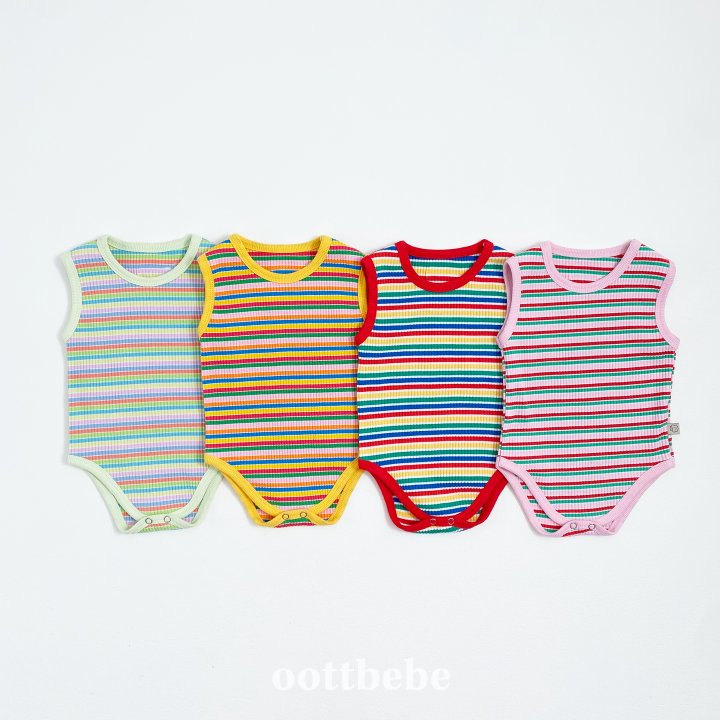 Oott Bebe - Korean Baby Fashion - #babyclothing - Summer Rainbow Sleeveless Suit - 6