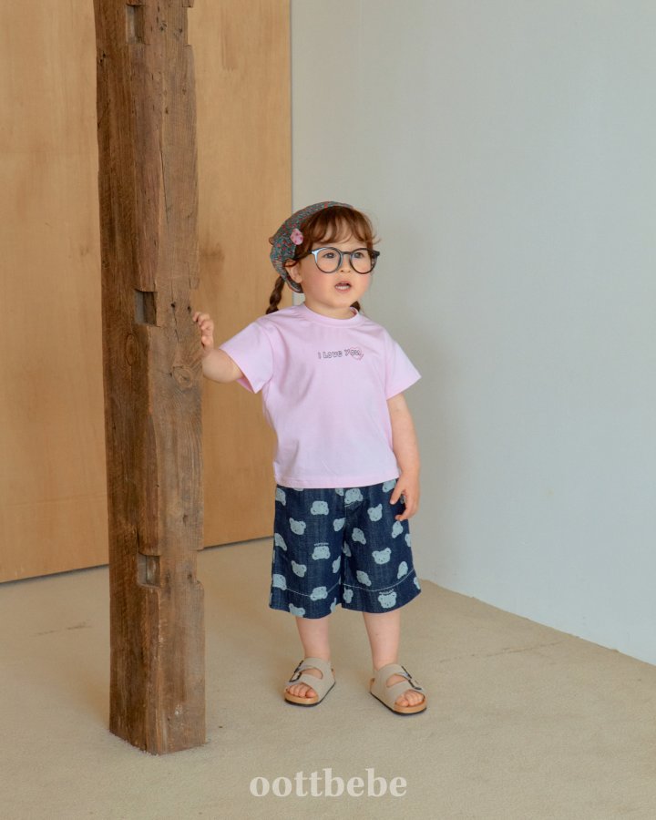 Oott Bebe - Korean Baby Fashion - #babyclothing - Jelly Bear Denim Knee-Length Pants - 8