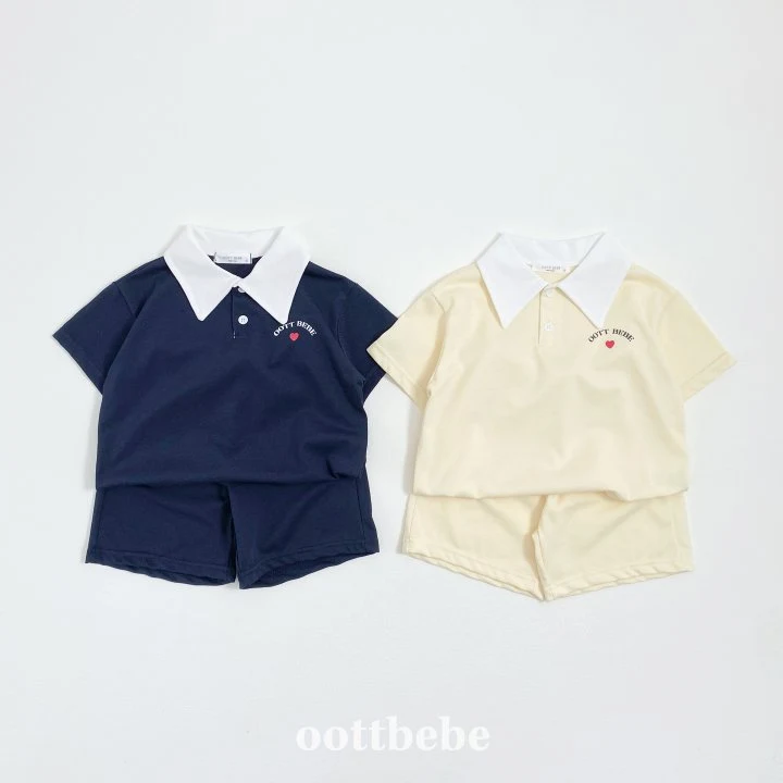 Oott Bebe - Korean Baby Fashion - #babyfashion - Summer Cool PK Top Bottom Set - 2