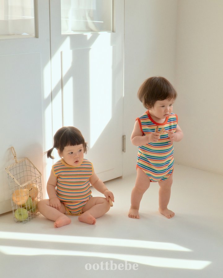 Oott Bebe - Korean Baby Fashion - #babyfashion - Summer Rainbow Sleeveless Bodysuit - 9