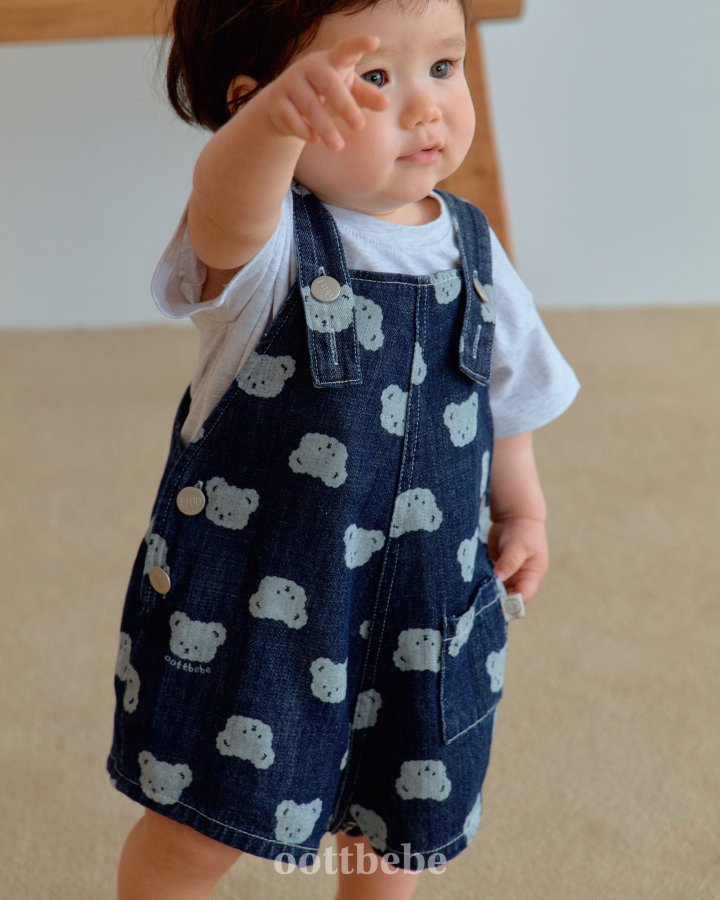 Oott Bebe - Korean Baby Fashion - #babyfashion - Jelly Bear Denim Overalls - 11
