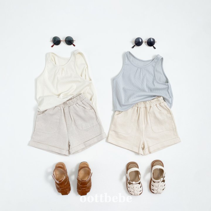 Oott Bebe - Korean Baby Fashion - #babyfever - Linen Cuffed Pants