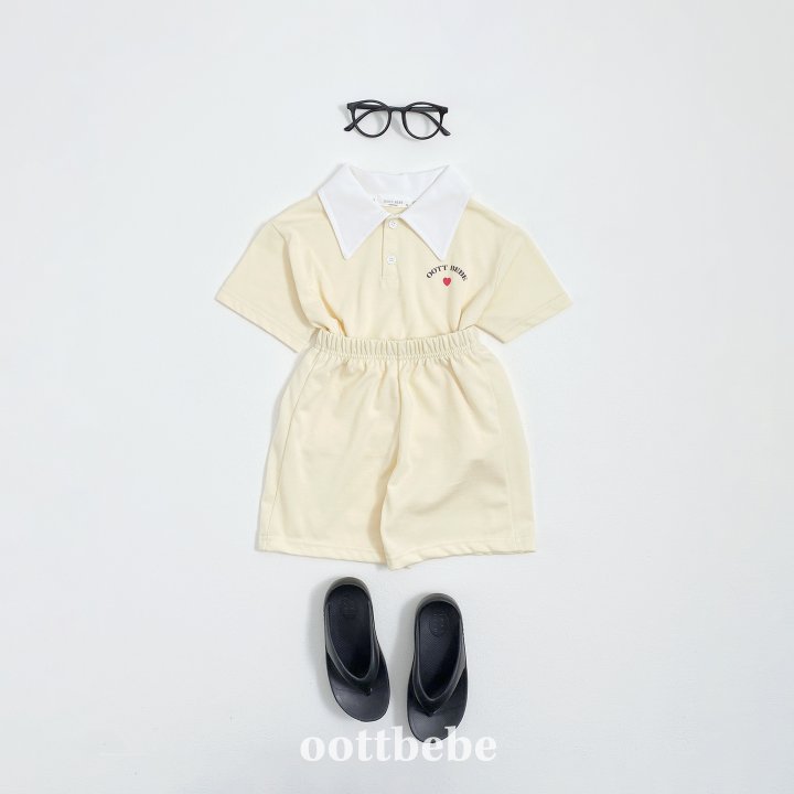Oott Bebe - Korean Baby Fashion - #babyfever - Summer Cool PK Top Bottom Set - 3