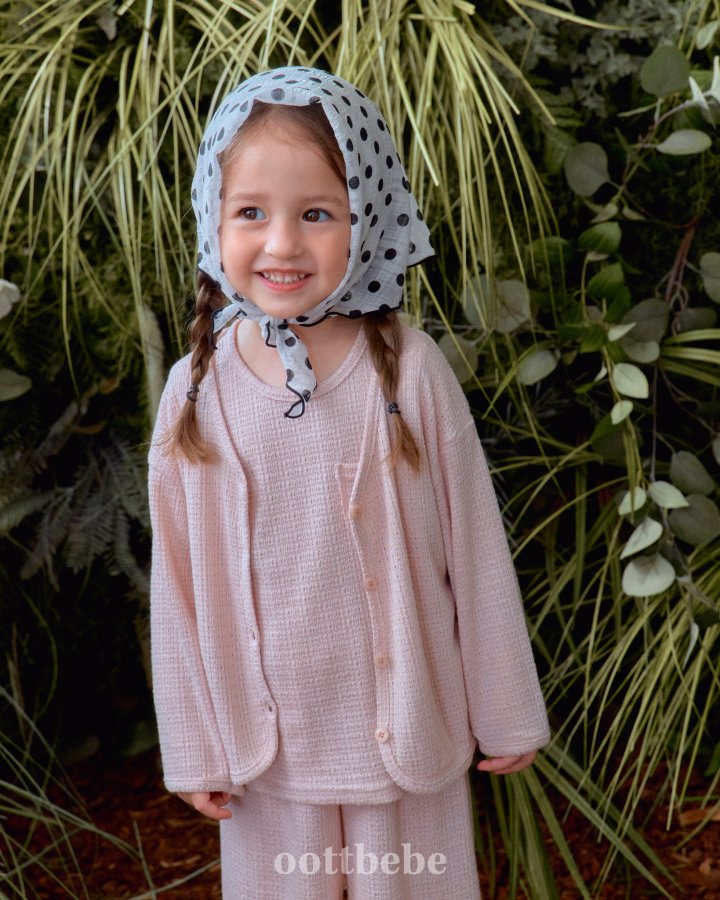 Oott Bebe - Korean Baby Fashion - #babyfever - Rose Knit 3-Piece Set (Cardigan + Sleeveless + Pants) - 3