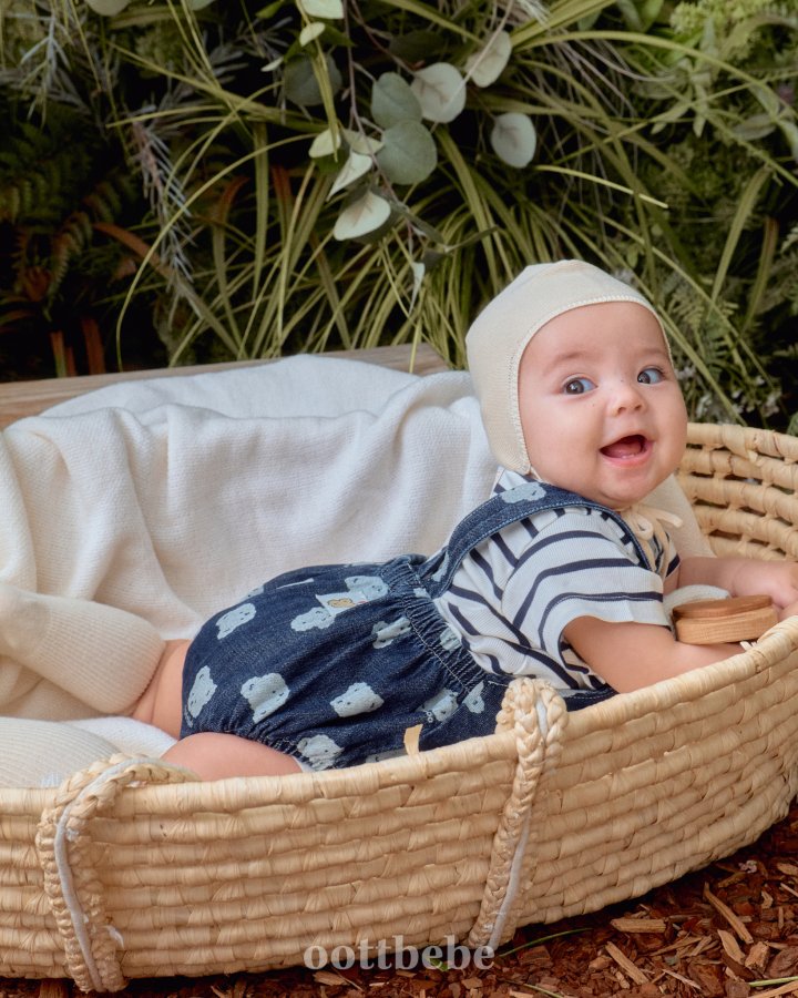 Oott Bebe - Korean Baby Fashion - #babyfever - Jelly Bear Denim Overall Bodysuit - 11