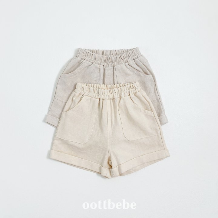 Oott Bebe - Korean Baby Fashion - #babygirlfashion - Linen Cuffed Pants - 2