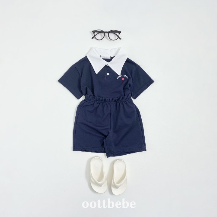 Oott Bebe - Korean Baby Fashion - #babyfever - Summer Cool PK Top Bottom Set - 4