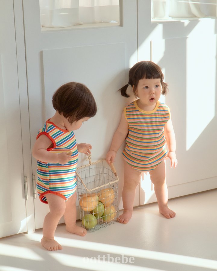 Oott Bebe - Korean Baby Fashion - #babygirlfashion - Summer Rainbow Sleeveless Bodysuit - 11