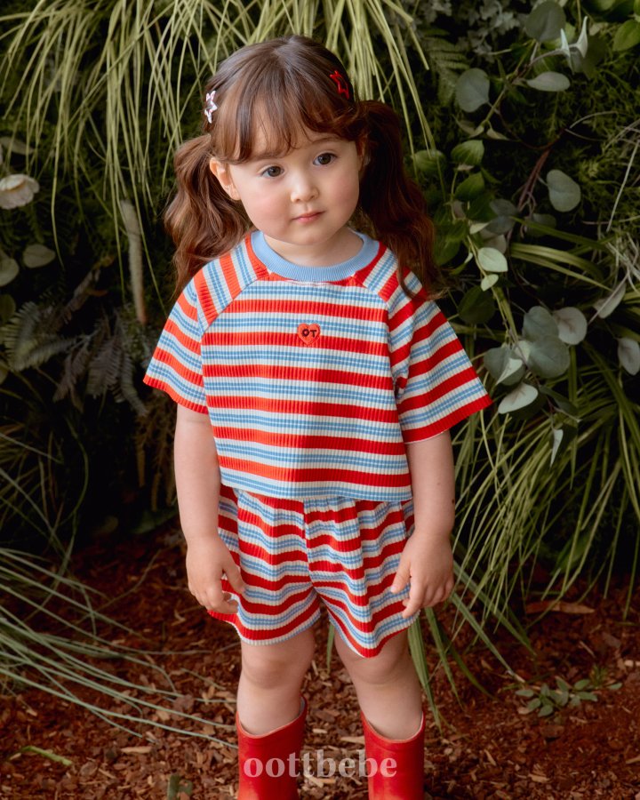 Oott Bebe - Korean Baby Fashion - #babygirlfashion - Heart Top Bottom Set