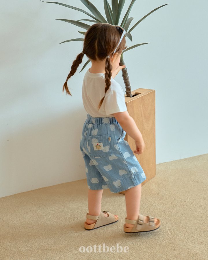 Oott Bebe - Korean Baby Fashion - #babygirlfashion - Jelly Bear Denim Knee-Length Pants - 11