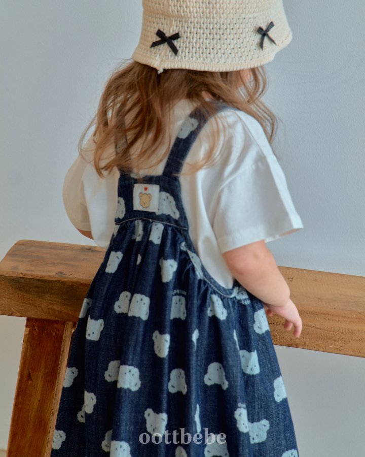 Oott Bebe - Korean Baby Fashion - #babygirlfashion - Jelly Bear Denim One-piece - 10