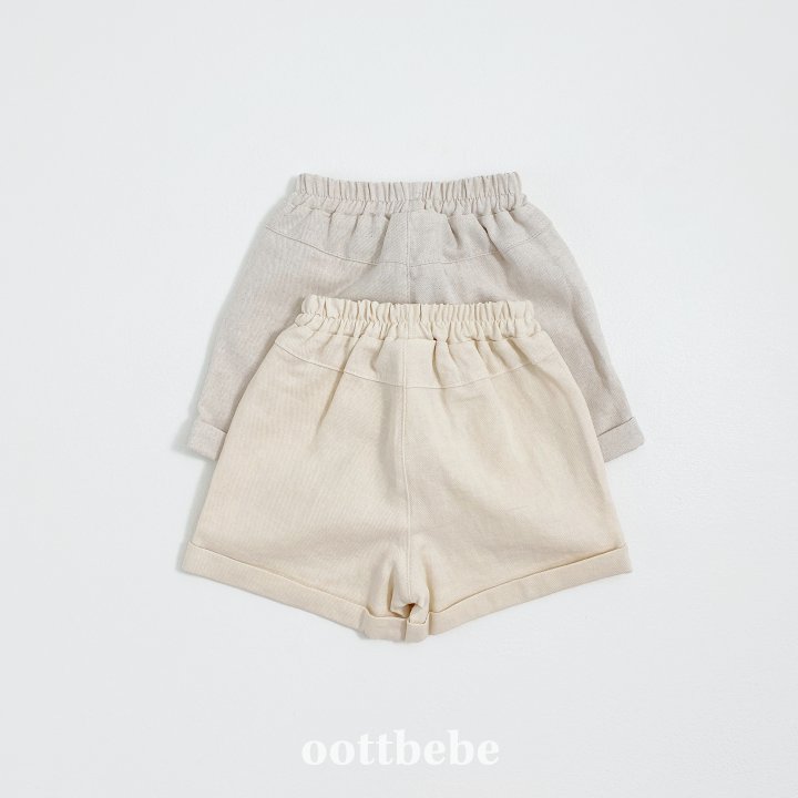 Oott Bebe - Korean Baby Fashion - #babylifestyle - Linen Cuffed Pants - 3