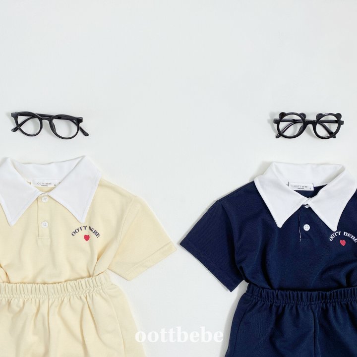 Oott Bebe - Korean Baby Fashion - #babylifestyle - Summer Cool PK Top Bottom Set - 5