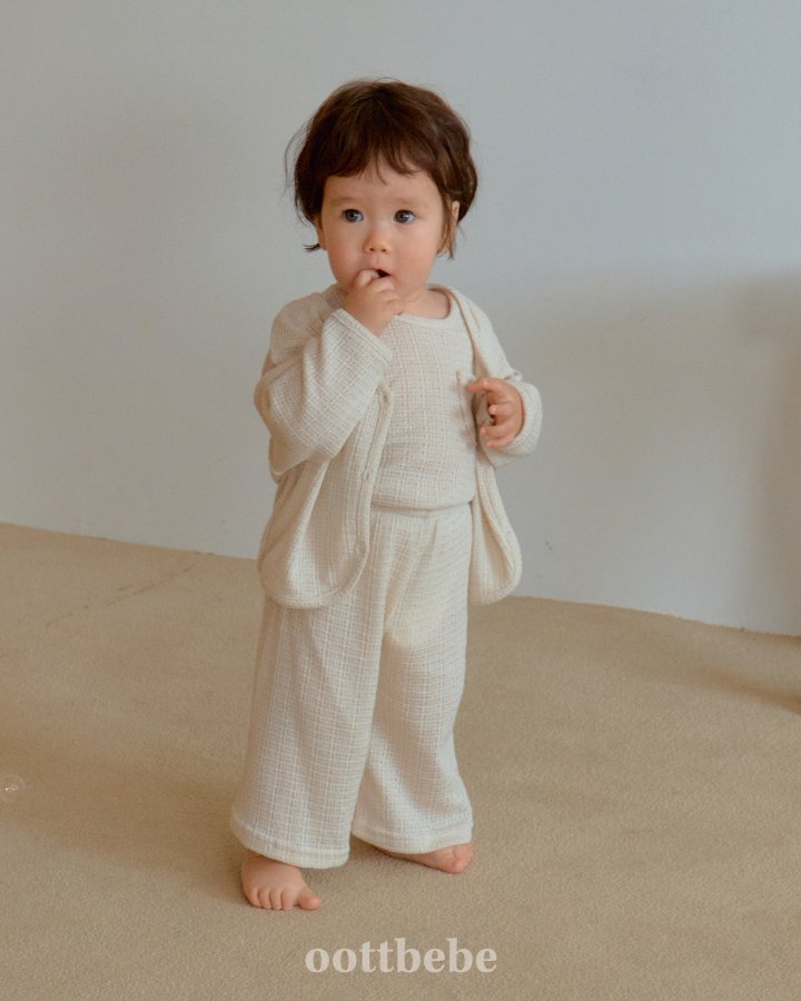 Oott Bebe - Korean Baby Fashion - #babylifestyle - Rose Knit 3-Piece Set (Cardigan + Sleeveless + Pants) - 5