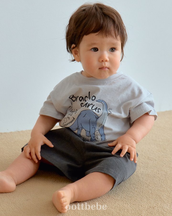 Oott Bebe - Korean Baby Fashion - #babylifestyle - Dinosaur Short Sleeve Tee