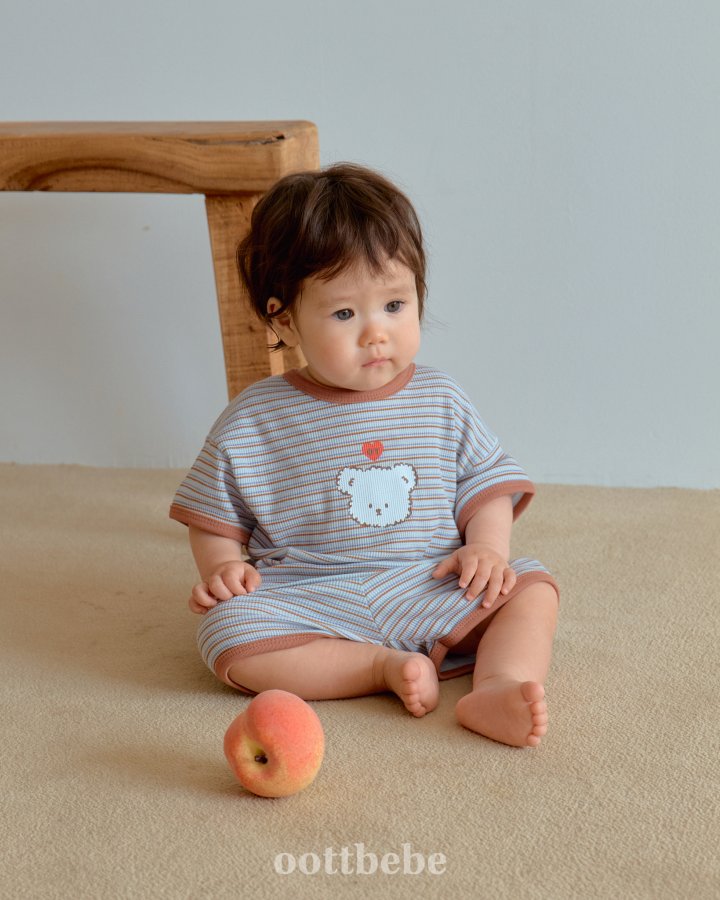 Oott Bebe - Korean Baby Fashion - #babylifestyle - Bead Waffle Top Bottom Set